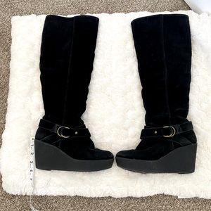 Aldo Shearling Lined Black Suede Boots